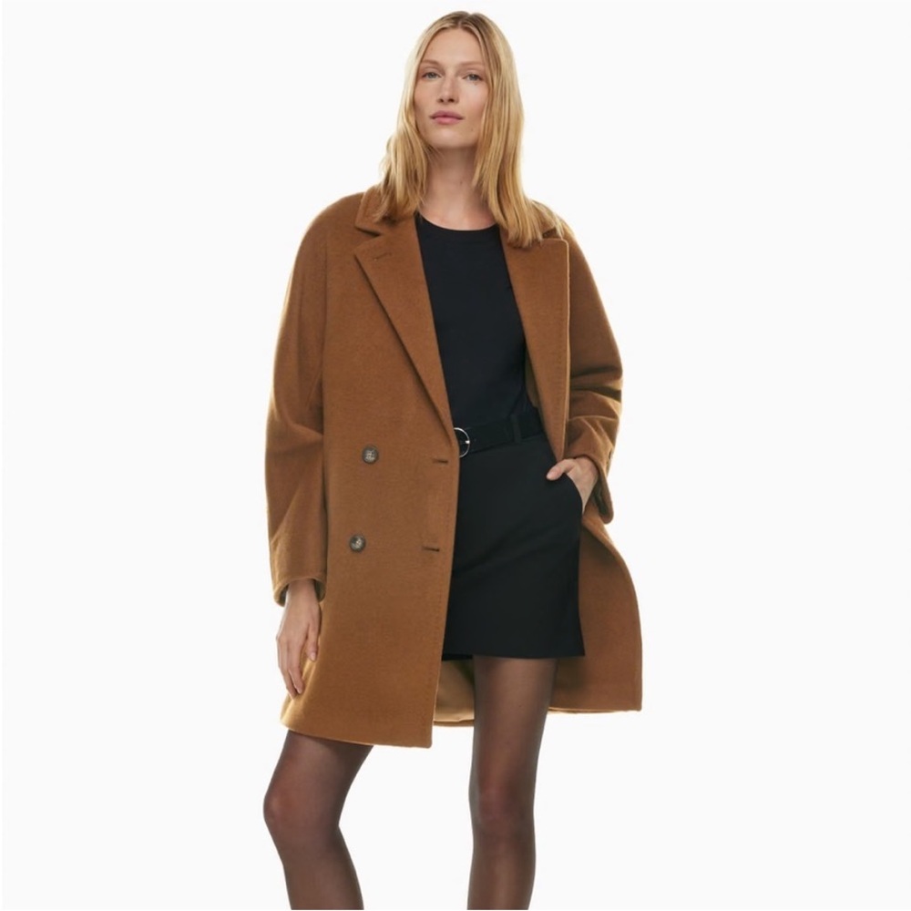Aritzia Babaton the slouch coat mid in dark camel